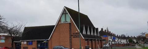 Image of view of Lyndon Methodist church as approached from Coventry Road